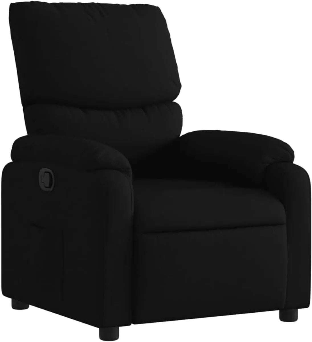 Chaise Longue Moderne en Tissu Noir, Fauteuil Relax avec Repose-Pieds, Dossier et Accoudoirs, pour Salon