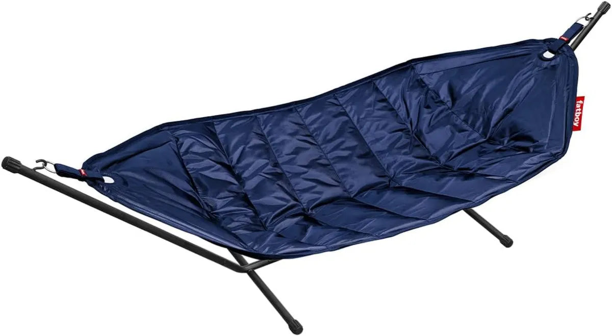 Hamac Pliable Fatboy Headdemock avec Support - Extérieur, Voyage et Jardin - Polyester Résistant pour Charges Jusqu'à 150 kg - 270 x 138 cm - Bleu Marine