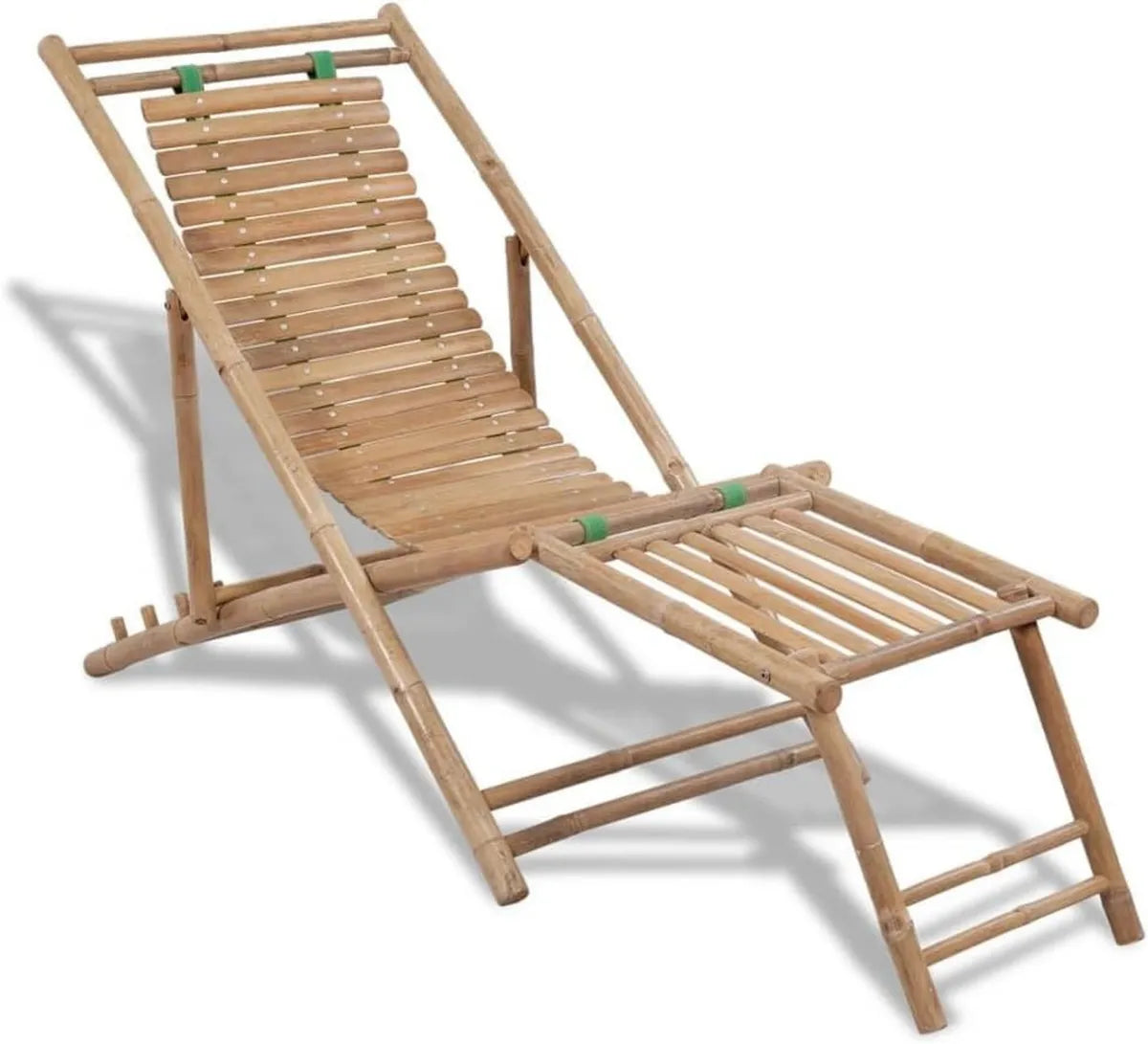 Fauteuil Relax Extérieur en Bambou avec Dossier Réglable et Repose-Pieds
