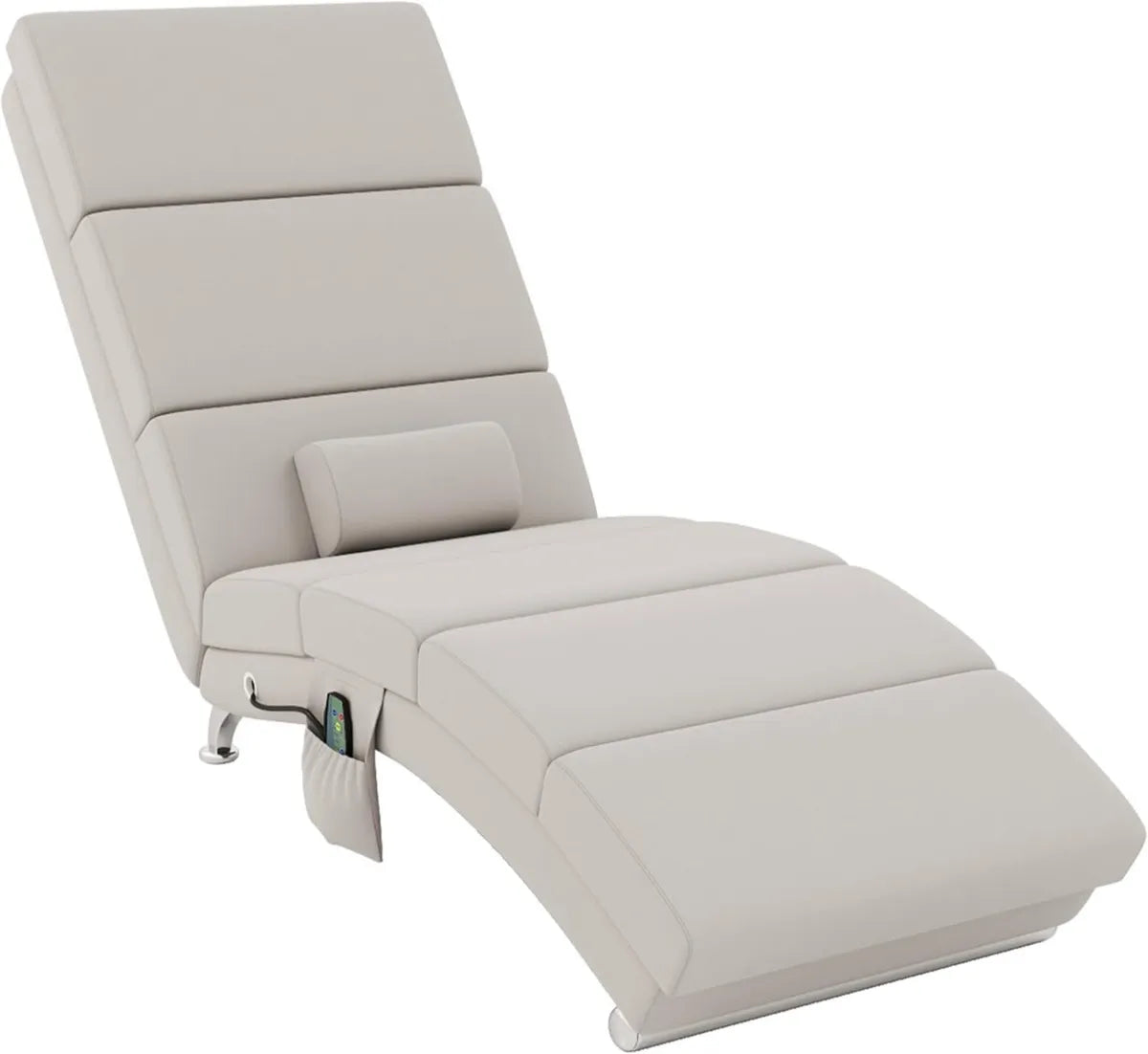 Fauteuil de Massage Chauffant en Tissu Effet Lin avec Télécommande et Oreiller - HOMCOM