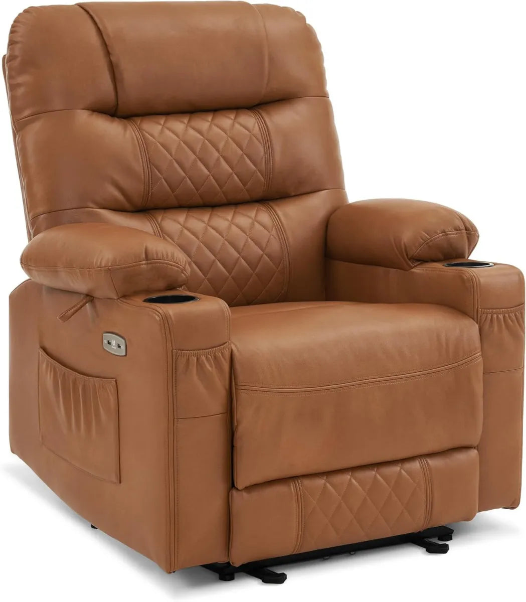 MCombo Fauteuil Relax Électrique Inclinable avec Port USB et Porte-gobelet, Marron