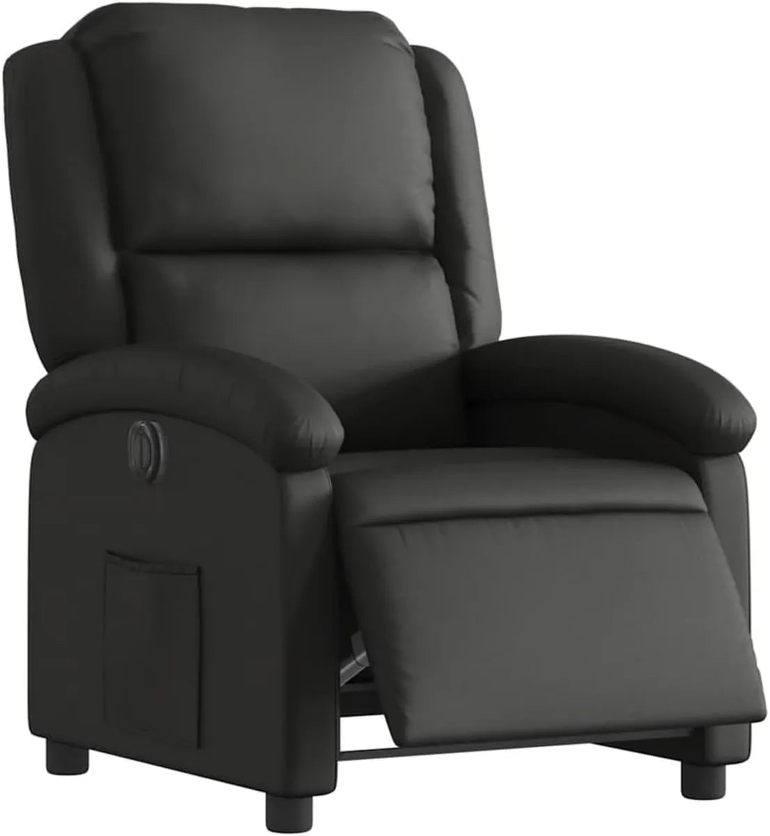 Fauteuil Électrique Relaxation Moderne en Cuir Noir, Dossier et Repose-Pied Ajustables