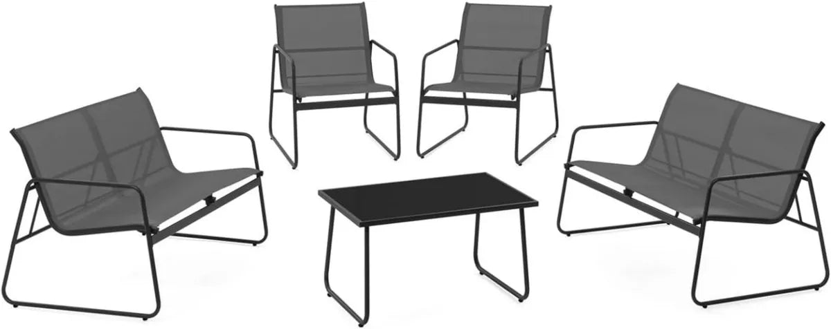 Ensemble de Jardin 6 Places Malaga avec Canapés et Table Gris