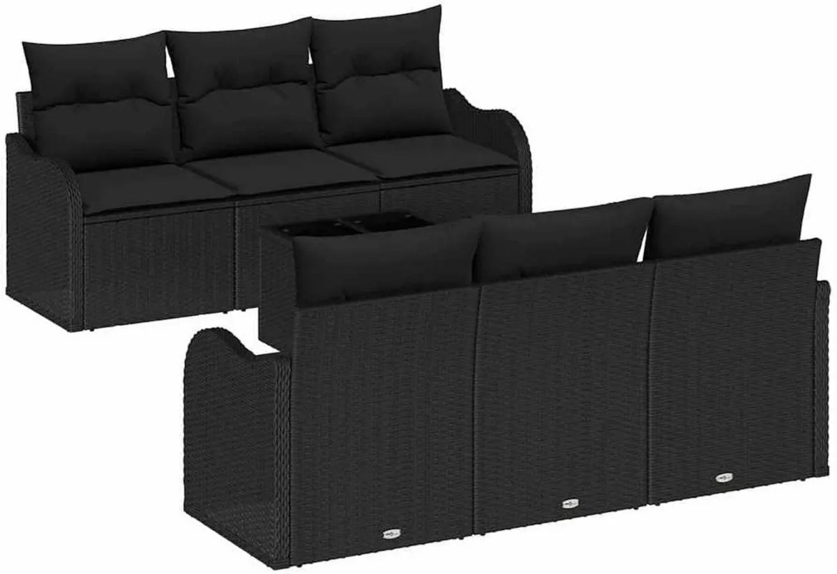 Ensemble de Canapés de Jardin en Polyrotin Noir Résistant aux UV