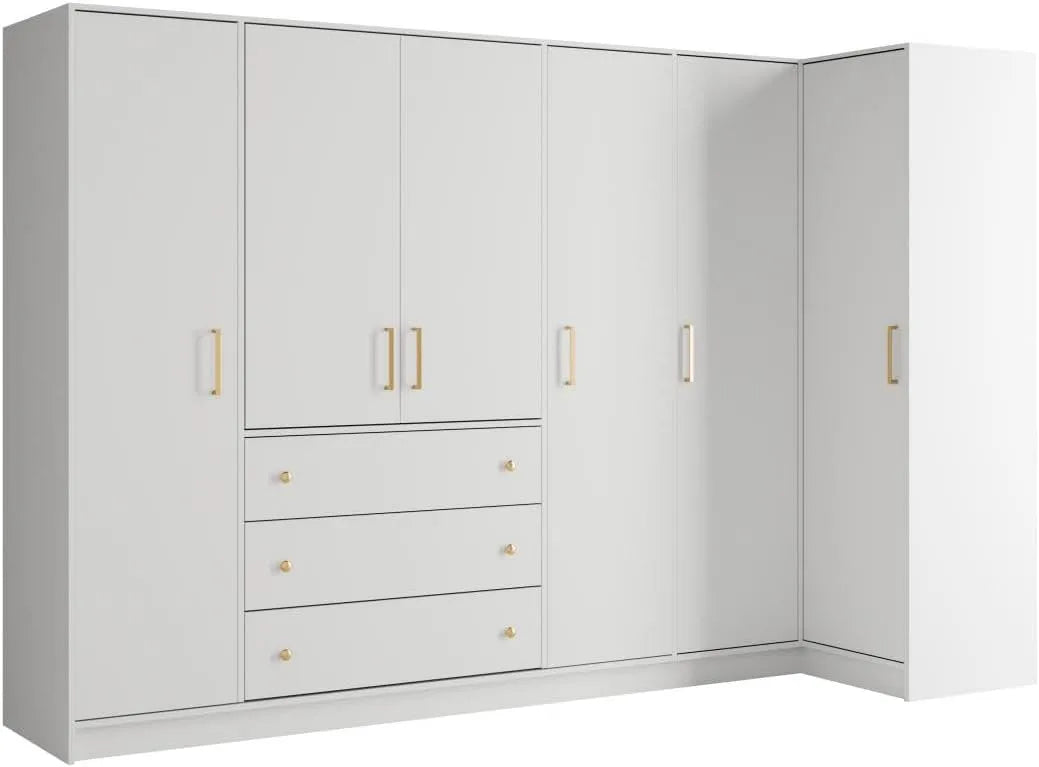 Armoire de rangement — Lizandro, avec tiroirs, 6 Portes, 3 tiroirs, blanc