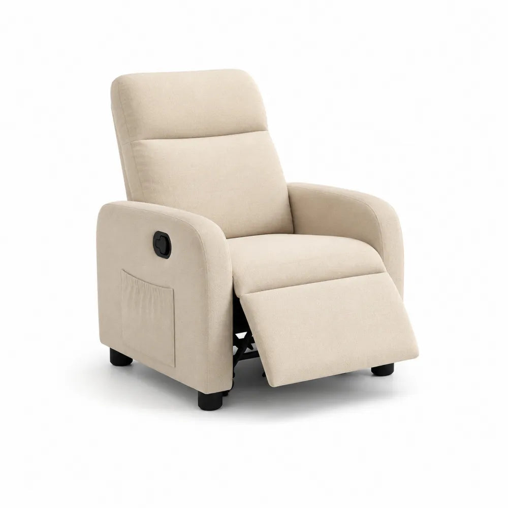 Fauteuil relax inclinable manuel 76 cm x 88 cm x 101 cm tissu polyester beige repose-pieds structure acier noir pieds plastiques