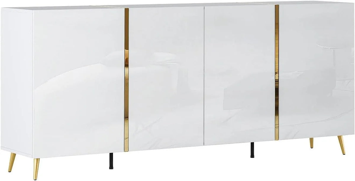Vente-unique: MARZIALO, 4 Portes, 200 cm, blanc