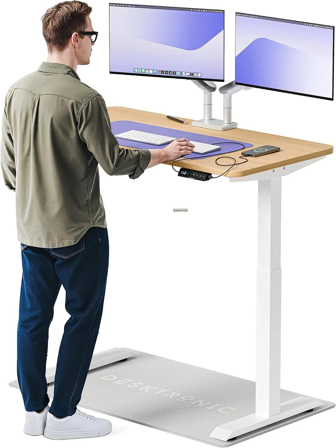 Bureau et table informatique — en bois, avec port USB, réglable, 120 × 60cm, hauteur réglable