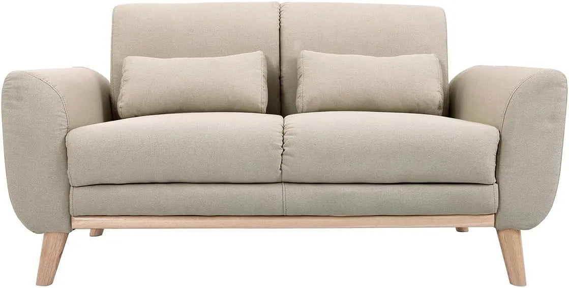 Canapé — EKTOR, revêtement en tissu, en bois, 2 Places, beige