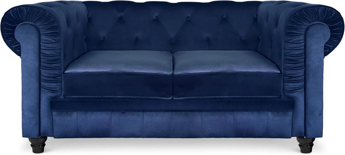 Canapé – 2 Places, bleu, revêtement en velours