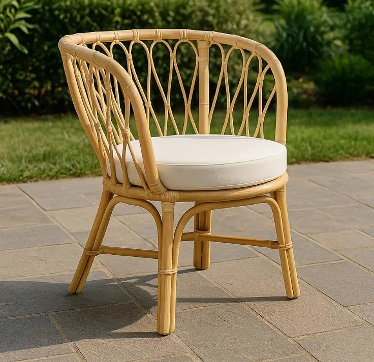 Chaise – D 65, avec coussins, 85 Cm, blanc, en résine tressée