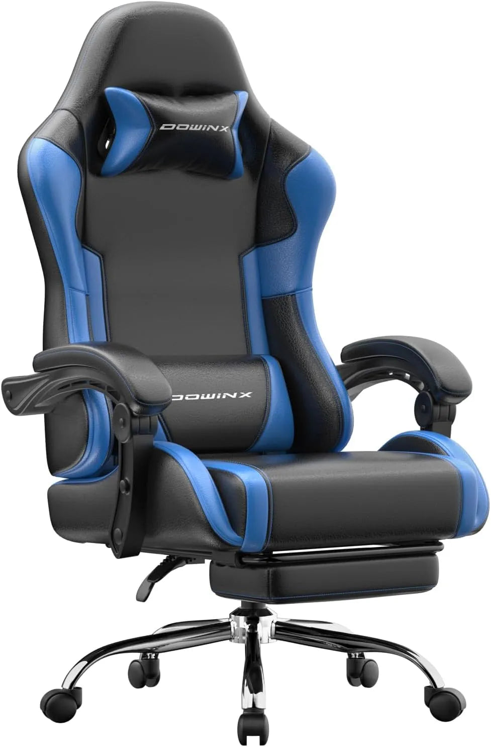 Bureau et table informatique – avec accoudoirs, pour gaming, réglable, 180 kg, bleu, inclinable