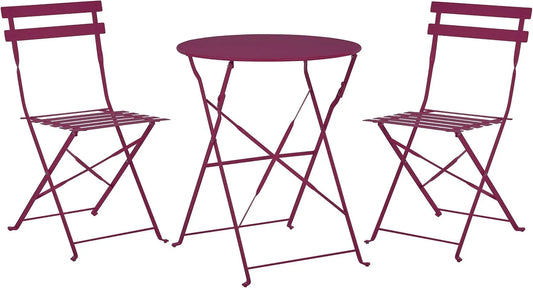 Salon de jardin et ensemble lounge – en acier, pliable, rouge