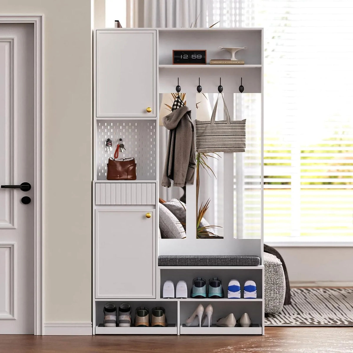 Armoire de rangement: avec rangement, avec tiroirs, blanc