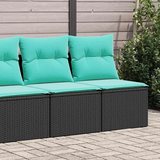 Ensemble de 2 canapés de jardin en polyrotin – avec coussins, résistant aux intempéries, 55 × 62 × 69 cm, noir