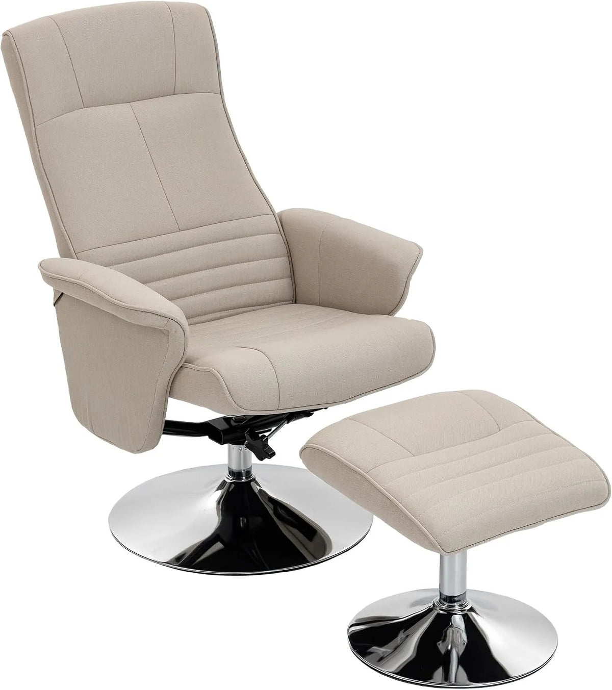 HOMCOM Fauteuil relax et fauteuil inclinable — revêtement en tissu, pivotant, réglable, 150 kg, beige