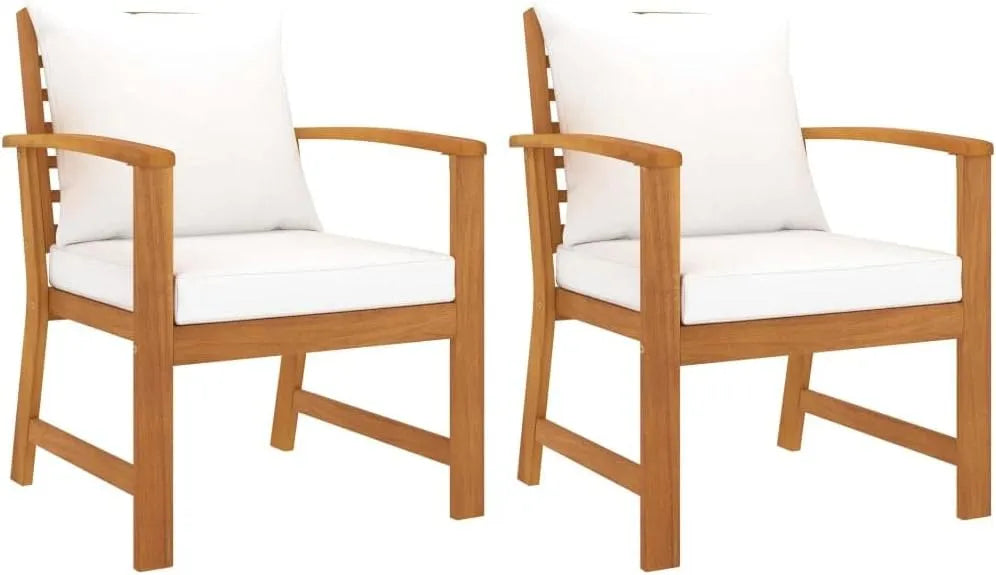 Chaises de jardin — en bois, avec coussins