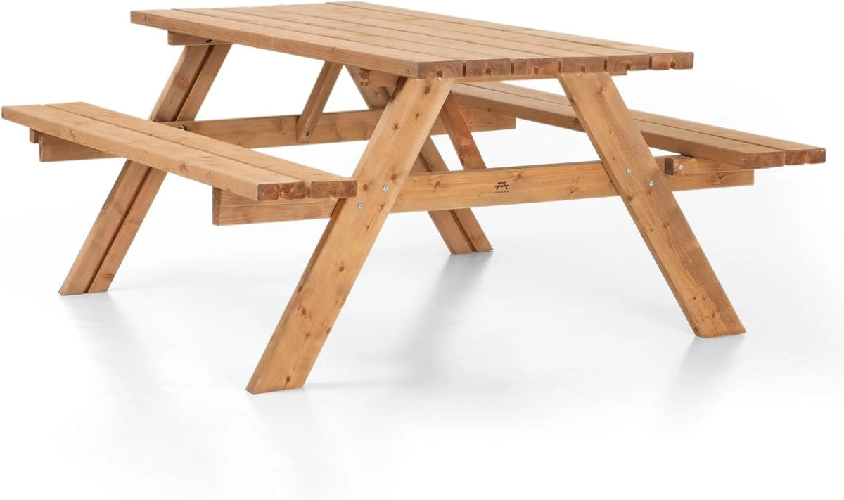 Amata Table de Pique-Nique Classique avec sièges pliants — UNGURS, en bois, résistant aux intempéries