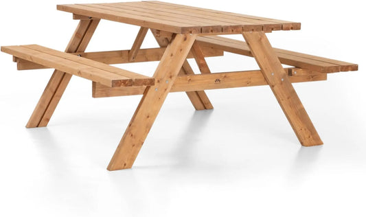 Amata Table de Pique-Nique Classique avec sièges pliants — UNGURS, en bois, résistant aux intempéries