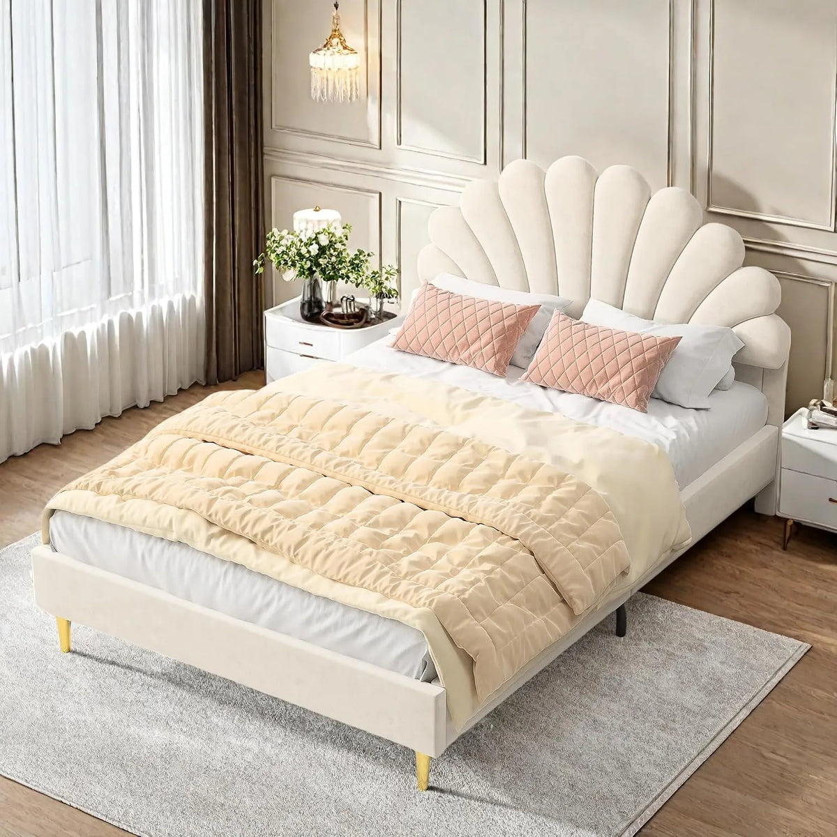 Lit rembourré et cadre de lit tapissé – pour enfant, revêtement en tissu, 140 × 200 cm, revêtement en velours