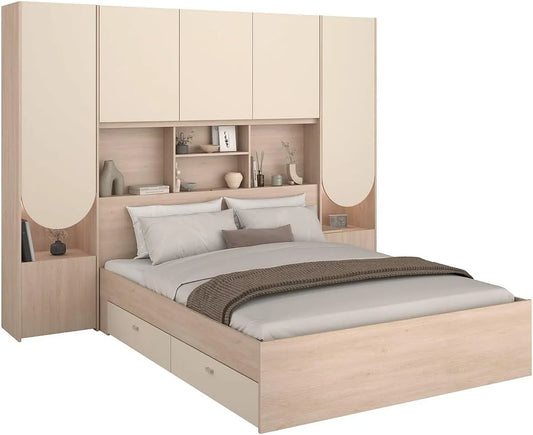 Vente-unique – DOMELITO, avec rangement, 140 × 190 cm, beige