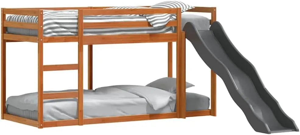 Lit superposé et lit mezzanine – pour enfant, en bois, avec toboggan, avec échelle, 90 × 200 cm