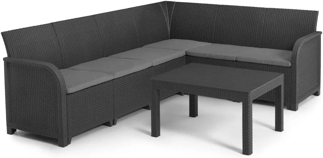 Keter Table basse et table de salon — ALLIBERT, 6 Places, gris, en résine tressée