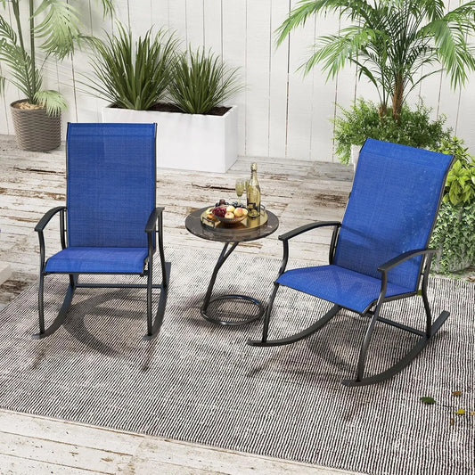 Ensemble de 2 Fauteuils à Bascule en Métal pour Jardin - Respirant et Antidérapant