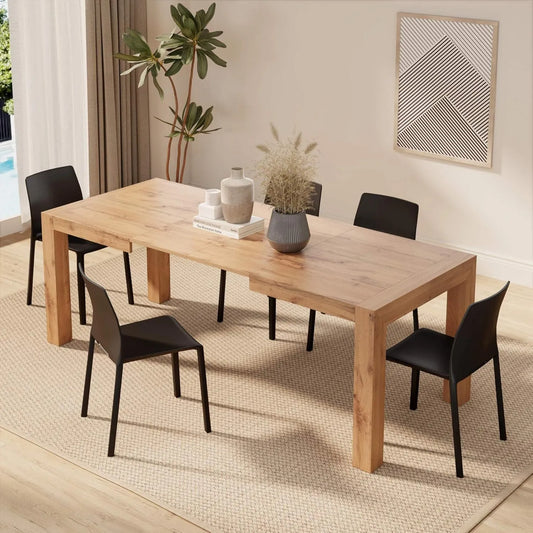 Table à Manger Extensible en Bois Rustique 140-220 cm pour 6-10 Personnes - Fabrication Italienne