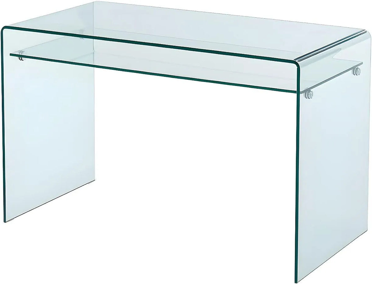 Bureau STILEOS en Verre Trempé avec Rangement Intégré
