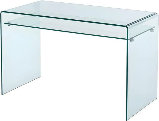 Bureau STILEOS en Verre Trempé avec Rangement Intégré