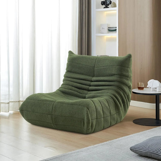 Fauteuil Pouf Confortable Vert, Chaise de Sol avec Dossier pour Salon et Chambre