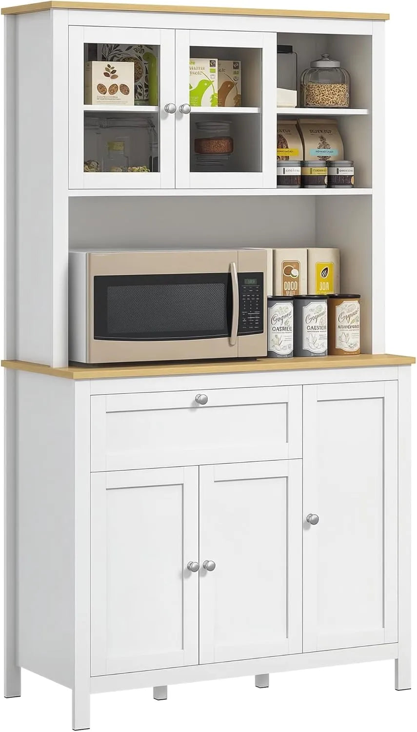 Buffet de Cuisine Moderne avec Tiroir et Placards, 100x40x180 cm, Blanc