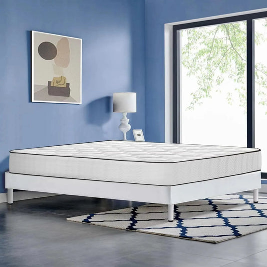Lit Double 140x190 avec Sommier et Matelas à Mémoire de Forme 22cm