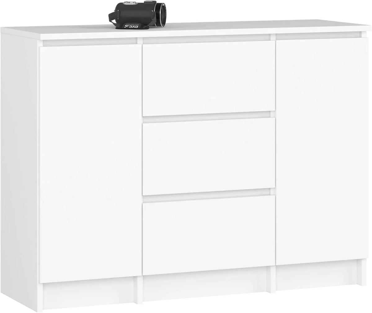 Commode Moderne Blanc avec 2 Portes et 3 Tiroirs, 35x76x101 cm