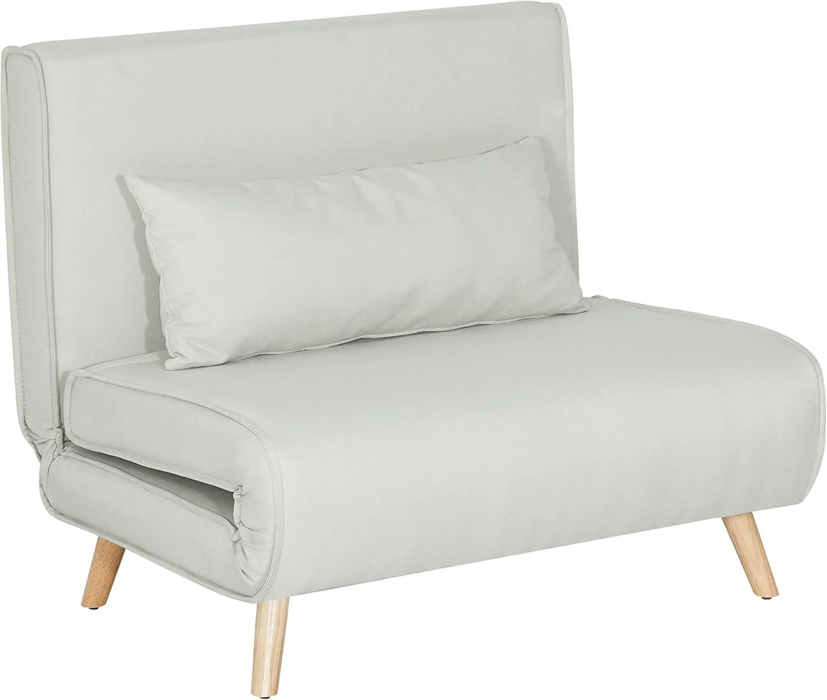 HOMCOM canapé convertible 1 place, chauffeuse avec dossier ajustable, oreiller inclus, tissu en lin, idéal pour invités, salon, capacité 350 Kg, 190/78 x 94 cm, couleur crème