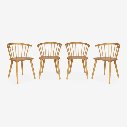 Sweeek - Ensemble de 4 chaises en bois naturel avec Barreaux - Modèle Paula, 51x53x75 cm