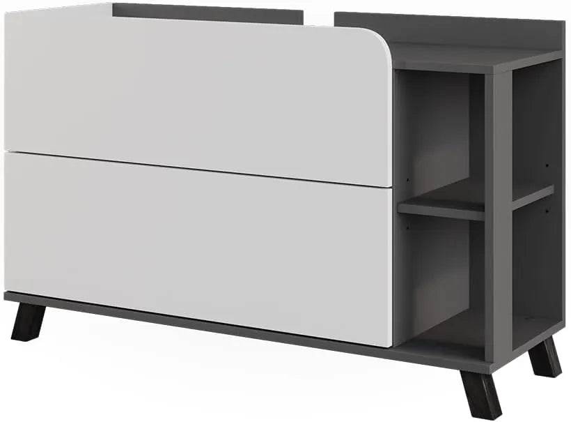 Armoire de Salle de Bain Vicco Karen, 100x65 cm, Anthracite et Blanc, avec 2 Tiroirs