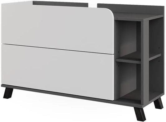 Armoire de Salle de Bain Vicco Karen, 100x65 cm, Anthracite et Blanc, avec 2 Tiroirs