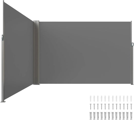Ecran Latéral Rétractable VEVOR 200x600 cm - Paravent Extérieur Imperméable en Polyester, Résistant aux UV, pour Jardin, Balcon et Terrasse - Gris
