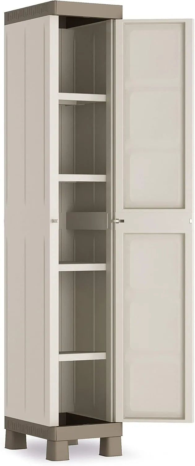 Armoire Haute 1 Porte, Couleur Taupe et Gris Clair, KIS 2096730361