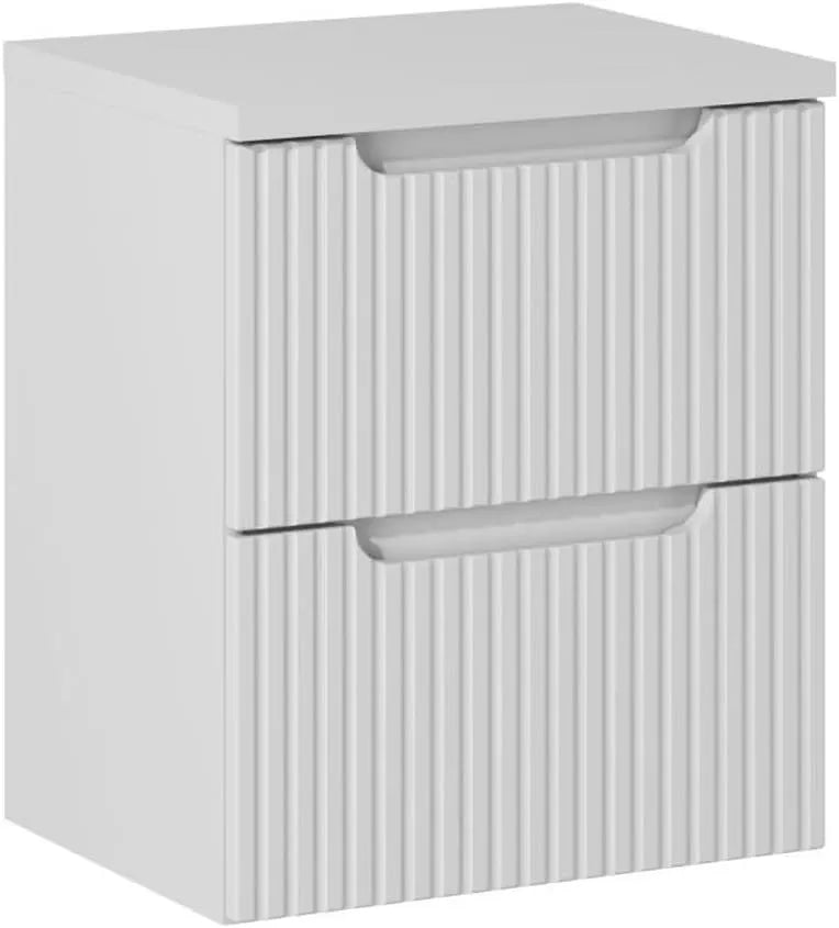 Meuble Vasque 2 Tiroirs avec Plateau, 50x40x59,5 cm, Blanc Astral