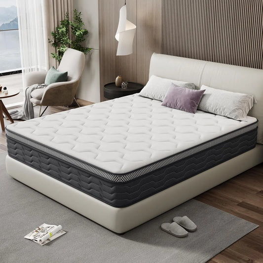 Matelas Ergonomique 120x190 cm - Ressorts Ensachés & Mémoire de Forme - 7 Zones de Confort