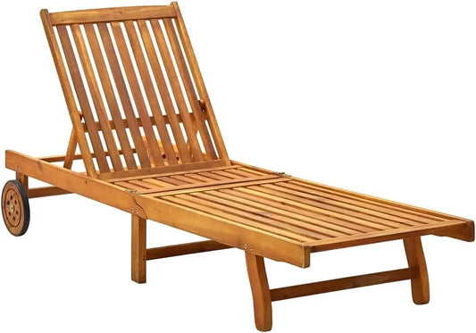 Chaise Longue Extérieure en Bois d'Acacia pour Jardin et Piscine