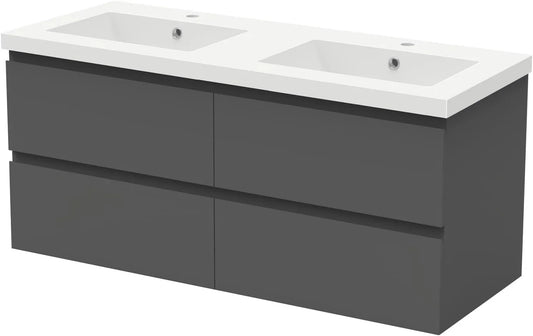 Ensemble de Meubles de Salle de Bain 120 cm avec Double Vasque Anthracite