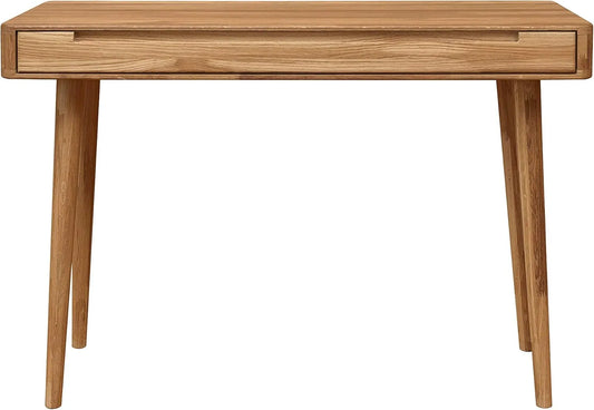 Bureau Scandinave en Chêne Massif avec Tiroir - Idéal pour Studio ou Chambre