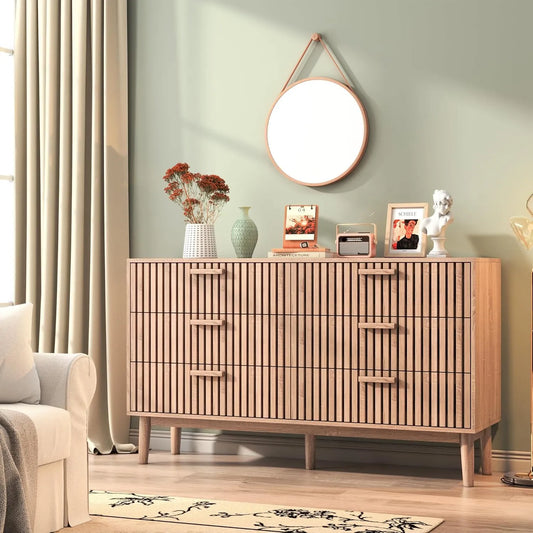 Armoire en Bois avec 6 Tiroirs et Sécurité, Profondeur 30 cm pour Chambre et Salon