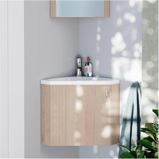 Élégant Lavabo d'Angle en Chêne Koda pour Salle de Bain