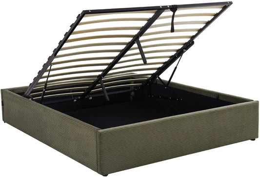 Lit Adulte Coffre 160x200 cm en Velours Vert avec Sommier - Modèle Handy par HOMIFAB