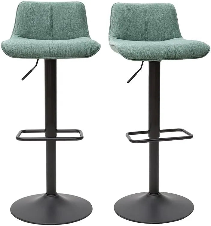 Miliboo Lot de 2 Tabourets de Bar Ajustables en Velours Vert Céladon et Métal